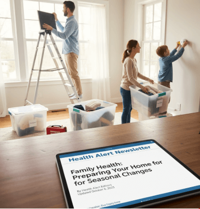 Family organizing their living room for a new season