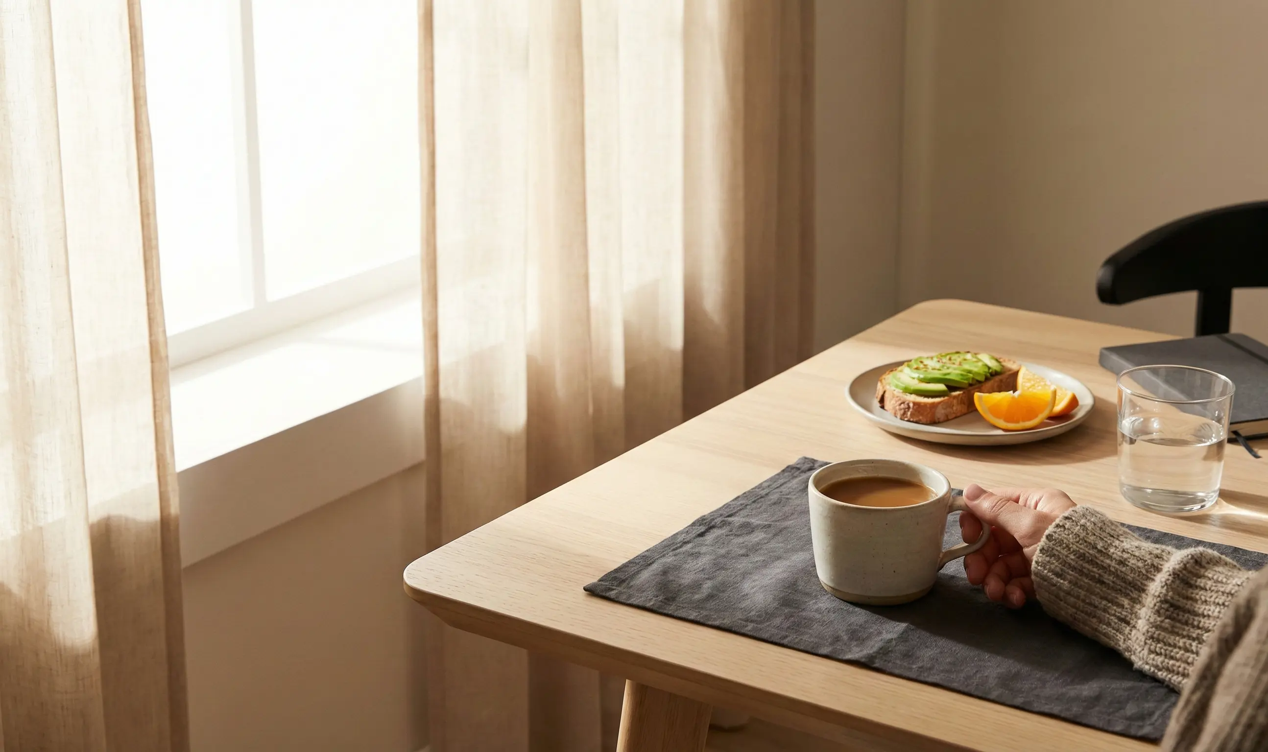 Laptop and daylight setup for eye comfort